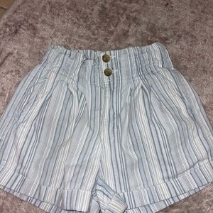 American Eagle Outfitters High Waist Blue Striped Shorts